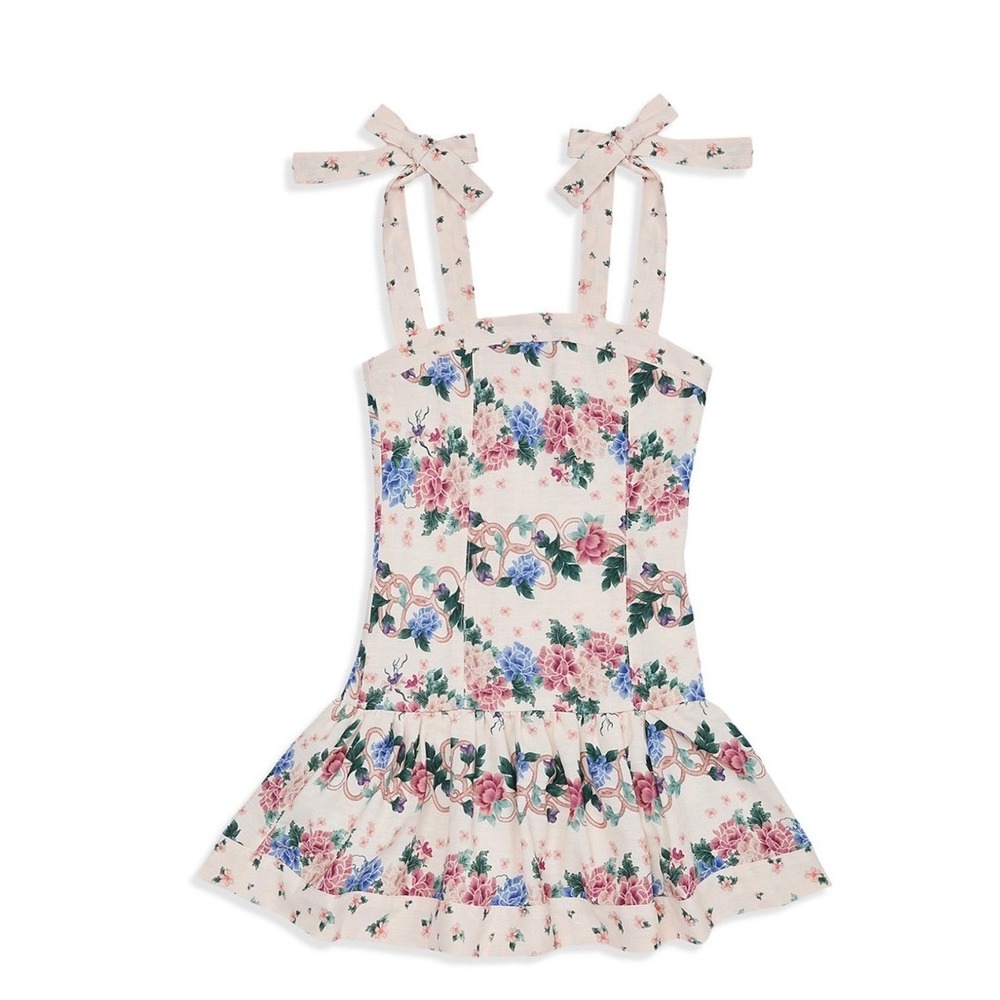 Agua Bendita Girls Kaio Ivy Mini Dress Floral Pink Blue Size 10 M NWT